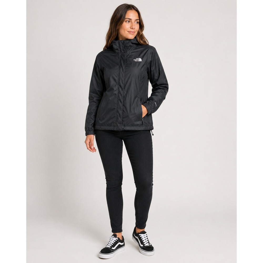 The North Face Womens HyVent Rain Jacket Black Ripstop Full Zip Mesh Lined M